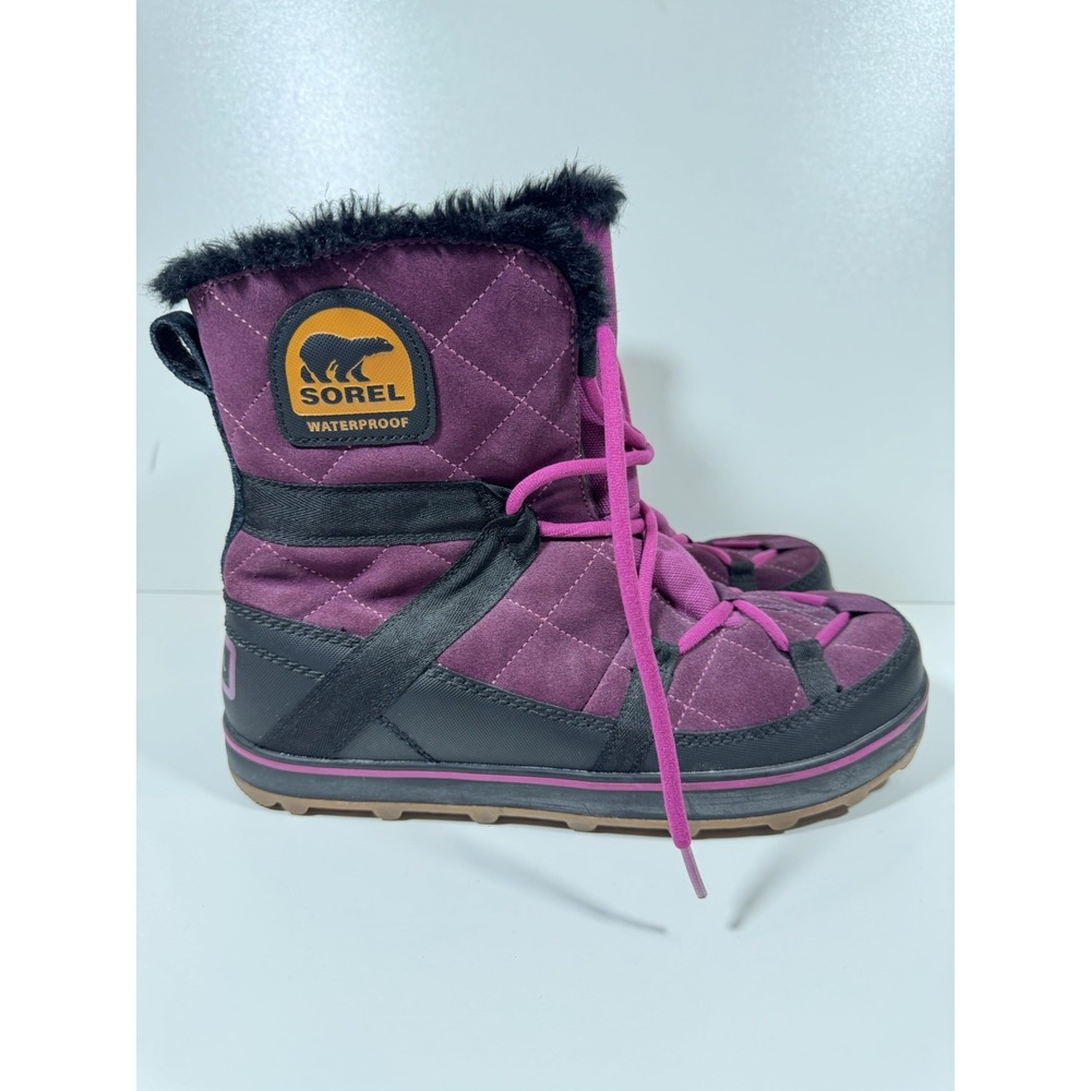 Sorel Glacy Explorer Shortie Snow Boot Women's 12 EU 43 Purple Vino Waterproof